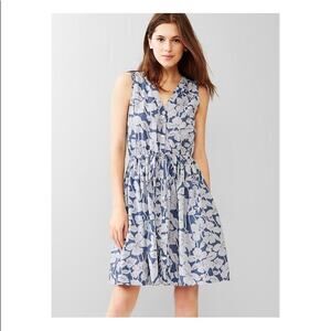 Gap Floral Hibiscus Sleeveless Fit and Flare Shirt Dress Cotton Sz 0